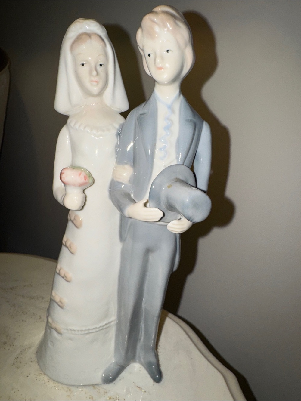 Vintage Bride & Groom Ceramic Wedding Figurine – 9.5”